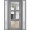 Front Exterior Prehung FiberGlass Door Clear Glass See-through / Manux 8555 White Silk Clear Glass / 2 Sidelight Exterior Windows / Office Commercial and Residential Doors Entrance Patio Garage-W14+36+14" x H80"-Left-hand Inswing Gray Ash
