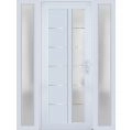 Front Exterior Prehung FiberGlass Door Frosted Glass / Manux 8088 White Silk / 2 Sidelight Exterior Windows / Office Commercial and Residential Doors Entrance Patio Garage-W16+30+16" x H80"-Left-hand Inswing White