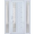 Front Exterior Prehung FiberGlass Door Frosted Glass / Manux 8088 Matte Black / 2 Sidelight Exterior Windows / Office Commercial and Residential Doors Entrance Patio Garage-W16+36+16" x H80"-Right-hand Inswing White