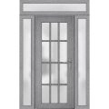 Front Exterior Prehung FiberGlass Door Frosted Glass / Manux 8312 Grey Ash / 2 Sidelight and Transom Window / Office Commercial and Residential Doors Entrance Patio Garage-W12+36+12" x H80+14"-Left-hand Inswing Gray Ash