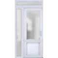 Front Exterior Prehung FiberGlass Door Frosted Glass / Manux 8422 Matte Black / Sidelight and Transom Window / Office Commercial and Residential Doors Entrance Patio Garage-W36+12" x H80+14"-Left-hand Inswing White