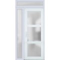 Front Exterior Prehung FiberGlass Door Frosted Glass / Manux 8552 White Silk / Sidelight and Transom Window / Office Commercial and Residential Doors Entrance Patio Garage-W36+16" x H80+14"-Right-hand Inswing White