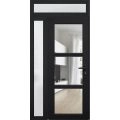 Front Exterior Prehung FiberGlass Door Clear Glass See-through / Manux 8555 White Silk Clear Glass / Sidelight and Transom Window / Office Commercial and Residential Doors Entrance Patio Garage-W30+12" x H80+14"-Left-hand Inswing Black