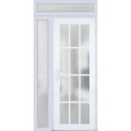 Front Exterior Prehung FiberGlass Door Frosted Glass / Manux 8312 Matte Black / Sidelight and Transom Window / Office Commercial and Residential Doors Entrance Patio Garage-W36+12" x H80+14"-Right-hand Inswing White
