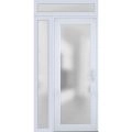 Front Exterior Prehung FiberGlass Door Frosted Glass / Manux 8102 White Silk / Sidelight and Transom Window / Office Commercial and Residential Doors Entrance Patio Garage-W30+14" x H80+14"-Left-hand Inswing White