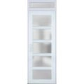 Front Exterior Prehung FiberGlass Door Frosted Glass / Manux 8002 Matte Black / Transom Window / Office Commercial and Residential Doors Entrance Patio Garage-W30" x H80+14"-Right-hand Inswing White