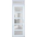 Front Exterior Prehung FiberGlass Door Frosted Glass / Manux 8002 White Silk / Transom Window / Office Commercial and Residential Doors Entrance Patio Garage-W30" x H80+14"-Left-hand Inswing White