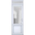 Front Exterior Prehung FiberGlass Door Frosted Glass / Manux 8422 Matte Black / Transom Window / Office Commercial and Residential Doors Entrance Patio Garage-W36" x H80+14"-Left-hand Inswing White