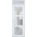 Front Exterior Prehung FiberGlass Door Frosted Glass / Manux 8552 White Silk / Transom Window / Office Commercial and Residential Doors Entrance Patio Garage-W30" x H80+14"-Right-hand Inswing White