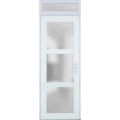 Front Exterior Prehung FiberGlass Door Frosted Glass / Manux 8552 White Silk / Transom Window / Office Commercial and Residential Doors Entrance Patio Garage-W36" x H80+14"-Left-hand Inswing White