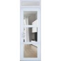 Front Exterior Prehung FiberGlass Door Clear Glass See-through / Manux 8555 Matte Black Clear Glass / Transom Window / Office Commercial and Residential Doors Entrance Patio Garage-W36" x H80+14"-Right-hand Inswing White