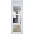 Front Exterior Prehung FiberGlass Door Clear Glass See-through / Manux 8555 Matte Black Clear Glass / Transom Window / Office Commercial and Residential Doors Entrance Patio Garage-W30" x H80+14"-Left-hand Inswing White