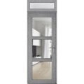 Front Exterior Prehung FiberGlass Door Clear Glass See-through / Manux 8555 Matte Black Clear Glass / Transom Window / Office Commercial and Residential Doors Entrance Patio Garage-W36" x H80+14"-Left-hand Inswing Gray Ash