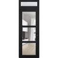 Front Exterior Prehung FiberGlass Door Clear Glass See-through / Manux 8555 Matte Black Clear Glass / Transom Window / Office Commercial and Residential Doors Entrance Patio Garage-W36" x H80+14"-Right-hand Inswing Black
