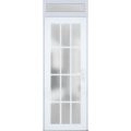 Front Exterior Prehung FiberGlass Door Frosted Glass / Manux 8312 Grey Ash / Transom Window / Office Commercial and Residential Doors Entrance Patio Garage-W36" x H80+14"-Left-hand Inswing White