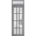 Front Exterior Prehung FiberGlass Door Frosted Glass / Manux 8312 Matte Black / Transom Window / Office Commercial and Residential Doors Entrance Patio Garage-W36" x H80+14"-Right-hand Inswing Gray Ash