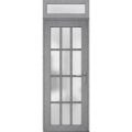 Front Exterior Prehung FiberGlass Door Frosted Glass / Manux 8312 Grey Ash / Transom Window / Office Commercial and Residential Doors Entrance Patio Garage-W36" x H80+14"-Left-hand Inswing Gray Ash