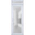 Front Exterior Prehung FiberGlass Door Frosted Glass / Manux 8102 White Silk / Transom Window / Office Commercial and Residential Doors Entrance Patio Garage-W30" x H80+14"-Right-hand Inswing White