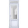 Front Exterior Prehung FiberGlass Door Frosted Glass / Manux 8422 White Silk / Transom Window / Office Commercial and Residential Doors Entrance Patio Garage-W36" x H80+14"-Right-hand Inswing White