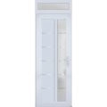 Front Exterior Prehung FiberGlass Door Frosted Glass / Manux 8088 Matte Black / Transom Window / Office Commercial and Residential Doors Entrance Patio Garage-W36" x H80+14"-Left-hand Inswing White