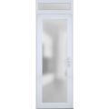 Front Exterior Prehung FiberGlass Door Frosted Glass / Manux 8102 White Silk / Transom Window / Office Commercial and Residential Doors Entrance Patio Garage-W30" x H80+14"-Left-hand Inswing White