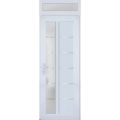 Front Exterior Prehung FiberGlass Door Frosted Glass / Manux 8088 White Silk / Transom Window / Office Commercial and Residential Doors Entrance Patio Garage-W36" x H80+14"-Right-hand Inswing White