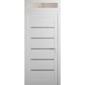 Front Exterior Prehung Metal-Plastic Door | Manux 8415 Matte Black | Top Sidelite Transom | Office Commercial and Residential Doors Entrance Patio Garage 36" x 94" (W36" x H80+14") Left hand Inswing White