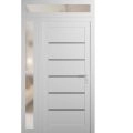 Front Exterior Prehung Metal-Plastic Door | Manux 8415 Matte Black | Side and Top Sidelite Transom | Office Commercial and Residential Doors Entrance Patio Garage 44" x 94" (W32+12" x H80+14") Left hand Inswing White