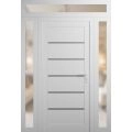 Front Exterior Prehung Metal-Plastic Door | Manux 8415 White Silk | 2 Side and Top Sidelite Transom | Office Commercial and Residential Doors Entrance Patio Garage 68" x 94" (W16+36+16" x H80+14") Left hand Inswing White