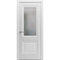 Pantry Kitchen Lite Door with Hardware | Lucia 8822 White Silk with Frosted Opaque Glass | Single Panel Frame Trims | Bathroom Bedroom Sturdy Doors White