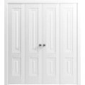 Sliding Closet Double Bi-fold Doors | Lucia 8831 White Silk | Sturdy Tracks Moldings Trims Hardware Set | Wood Solid Bedroom Wardrobe Doors  White