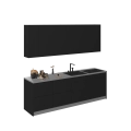 Kitchen Fusion Collection Natural Teak & Gray Color Base Size 8.5Ft Wide Black