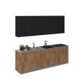 Kitchen Fusion Collection Natural Teak & Gray Color Base Size 8.5Ft Wide Natural Teak & Black