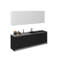 Kitchen Fusion Collection Natural Teak & Gray Color Base Size 8.5Ft Wide Black & White Gloss