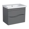 Modern Wall-Mounted Bathroom Vanity with Washbasin | Wave Gray Matte Collection | Non-Toxic Fire-Resistant MDF-28" Gray Matte