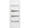 Lite Slab Barn Door Panel | Quadro 4113 Matte Black with Frosted Glass | Sturdy Finished Wooden Modern Doors | Pocket Closet Sliding White