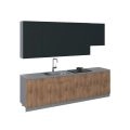 Kitchen Contemporary Collection Natural Teak Color Base Size 9.5Ft Wide Natural Teak & Black