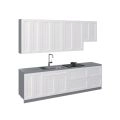 Kitchen Contemporary Collection Natural Teak Color Base Size 9.5Ft Wide White Matte