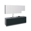 Kitchen Contemporary Collection Natural Teak Color Base Size 9.5Ft Wide Black & White Gloss