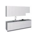 Kitchen Contemporary Collection Natural Teak Color Base Size 9.5Ft Wide White Gloss