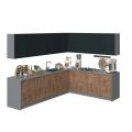 Kitchen Culinary Collection Natural Teak & White Gloss Color Base Size 10Ft Wide Natural Teak & Black