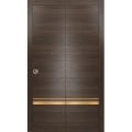 Sliding Closet Bi-fold Doors | Planum 2010 Matte Black and Aluminum Strips | Sturdy Tracks Moldings Trims Hardware Set | Wood Solid Bedroom Wardrobe Doors Chocolate Ash