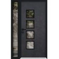 Front Exterior Prehung Aluminum Door / Cynex 6106 Dark Stone / Entry Steel Metal Modern Painted W36+16"xH80" Left-hand Inswing Dark Stone