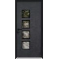 Front Exterior Prehung Aluminum Door / Cynex 6106 Dark Stone / Entry Steel Metal Modern Painted W36"xH80" Right-hand Inswing Dark Stone