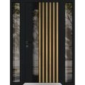 Front Exterior Prehung Aluminum Door / Cynex 6113 Natural Oak / Entry Steel Metal Modern Painted W12+36+12"xH80" Left-hand Inswing Natural Oak