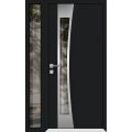 Front Exterior Prehung Aluminum Door / Cynex 6116 Black / Entry Steel Metal Modern Painted W36+14"xH80" Right-hand Inswing Black