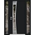 Front Exterior Prehung Aluminum Door / Cynex 6116 Black / Entry Steel Metal Modern Painted W14+36+14"xH80" Left-hand Inswing Black