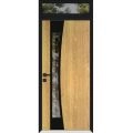 Front Exterior Prehung Aluminum Door / Cynex 6116 Black / Entry Steel Metal Modern Painted W36"xH80+16" Right-hand Inswing Natural Oak