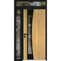 Front Exterior Prehung Aluminum Door / Cynex 6116 Black / Entry Steel Metal Modern Painted W36+14"xH80+14" Left-hand Inswing Natural Oak