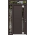 Front Exterior Prehung Aluminum Door / Cynex 6777 Brown / Entry Steel Metal Modern Painted W32+12"xH80+12" Right-hand Inswing Brown